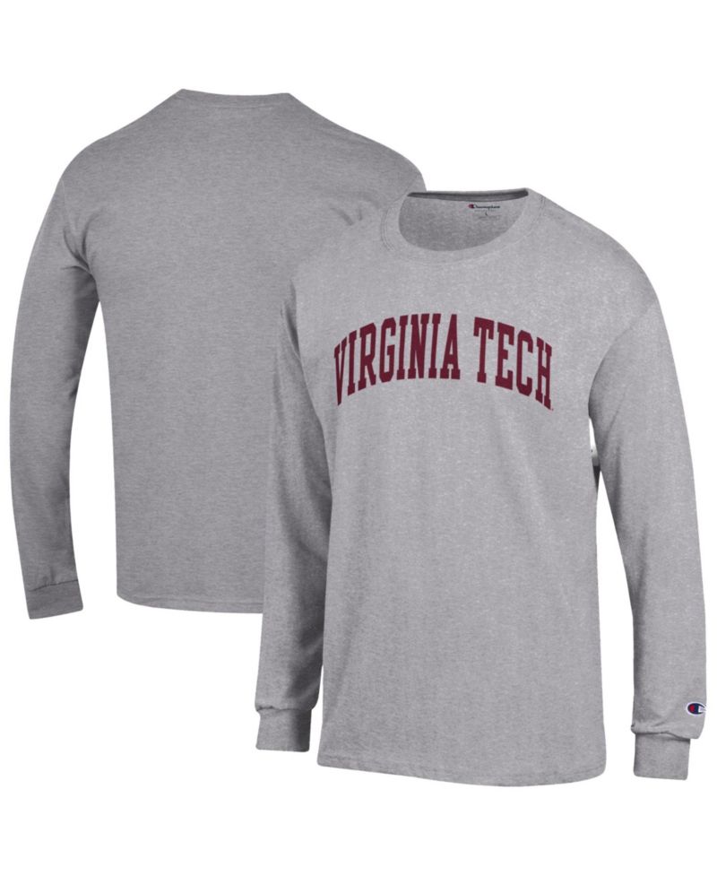 Men's Heather Gray Virginia Tech Hokies Basic Arch Long Sleeve T-Shirt