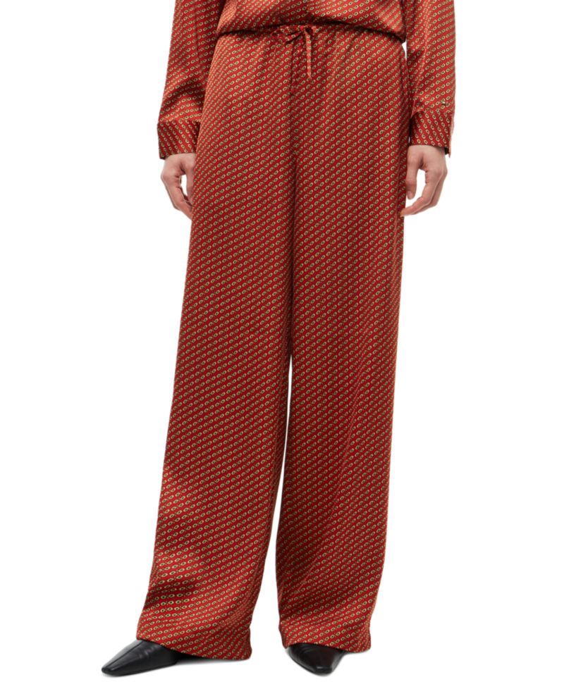 Women's Fluid Pull On Wide-Leg Satin Pants