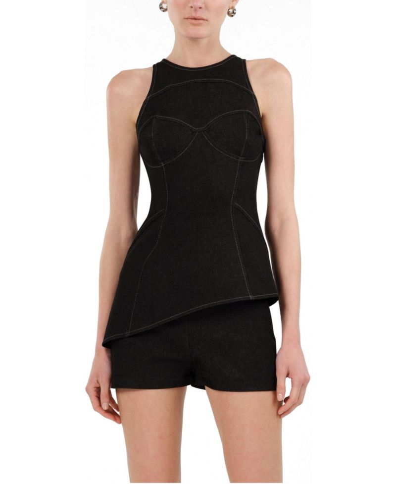 Women's Halter Neck Denim Bustier Top