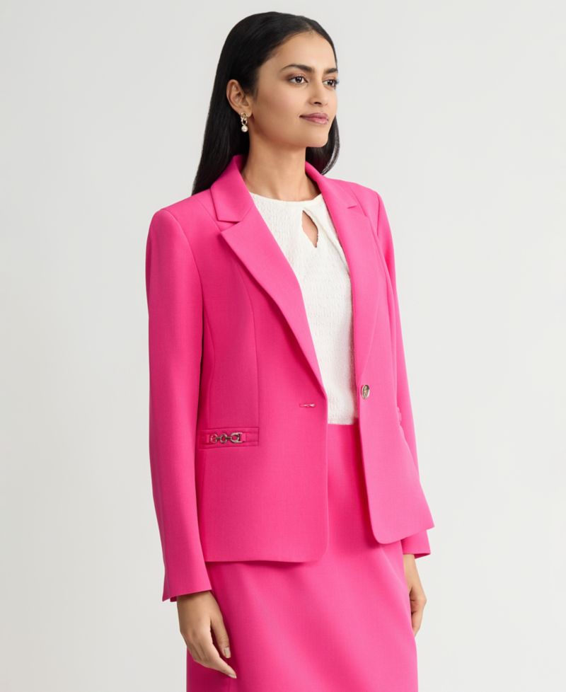 Petite Women's One-Button Chain-Trim Blazer