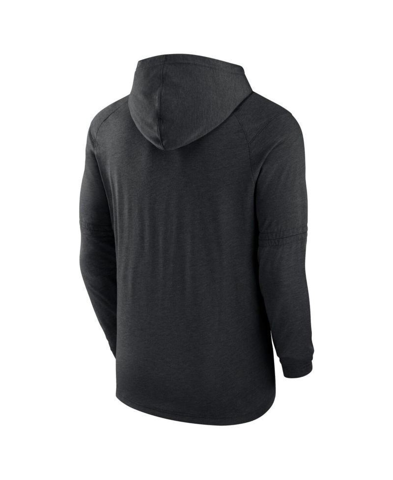 Men's Heather Black Colorado Rockies Authentic Collection Tri-Blend Performance Pullover Hoodie