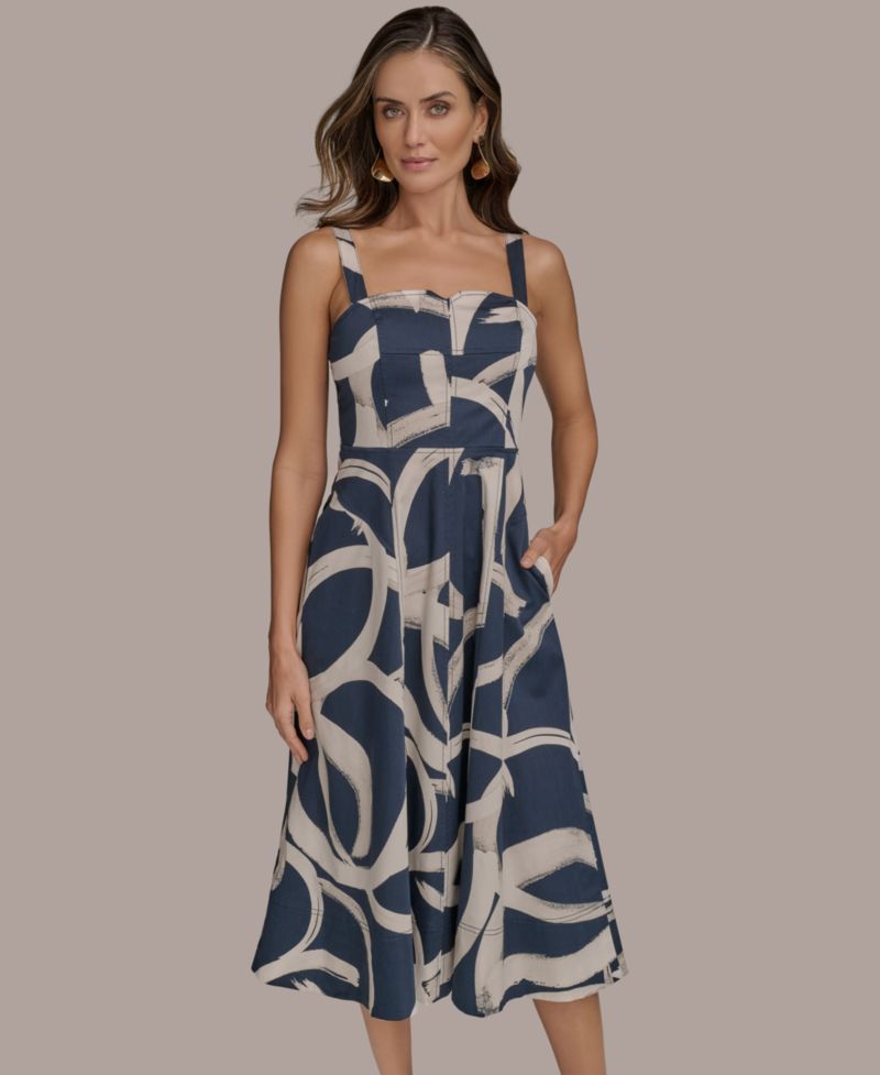 Women's Printed A-Line Midi Dress
