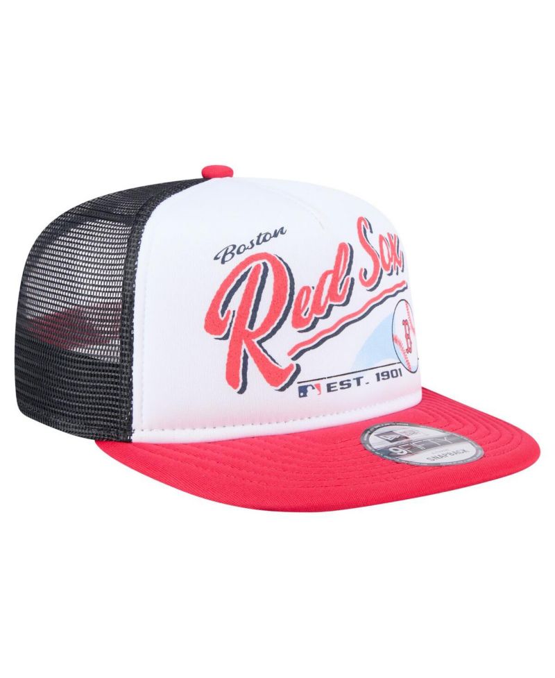 Men's White/Red Boston Red Sox Retro Script Trucker 9FIFTY Snapback Hat