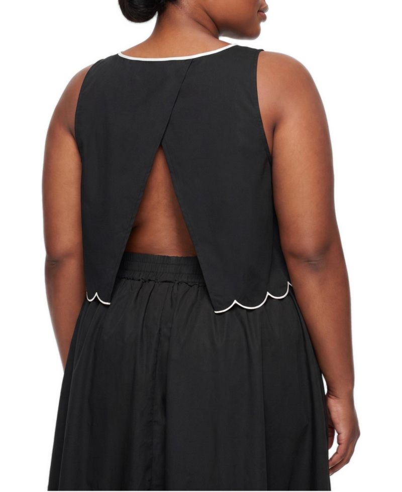 Plus Size Belle Isle Sleeveless Scalloped-Edge Crop Tank