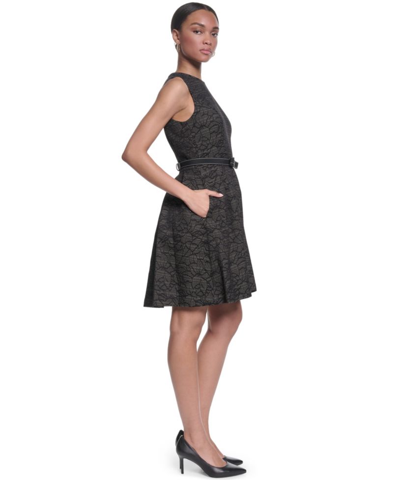 Women's Crewneck Fit and Flare Dress