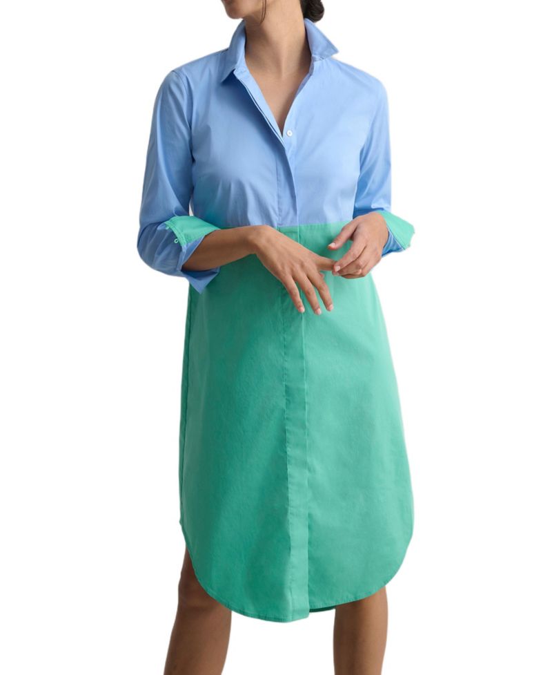 Women's Stretch Cotton Colorblock Meryl Shirtdress