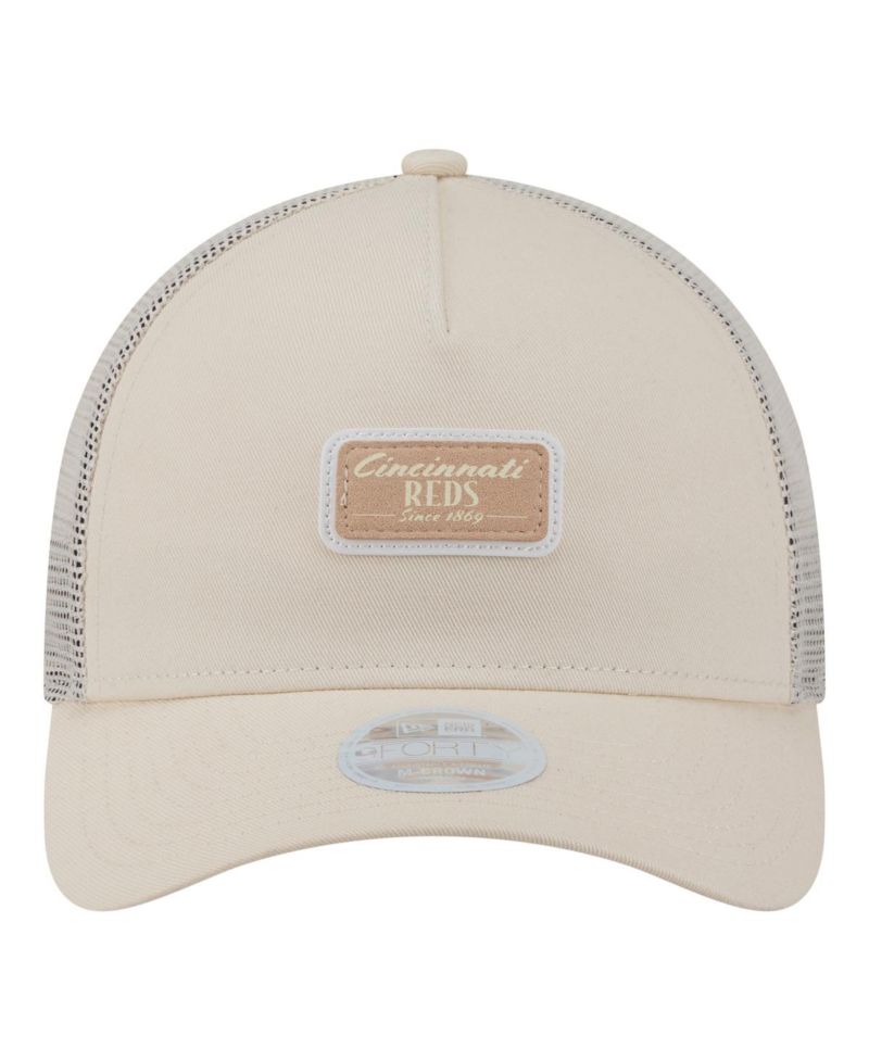Women's Light Beige Cincinnati Reds Tonal Patch 9FORTY M-Crown A-Frame Trucker Adjustable Hat