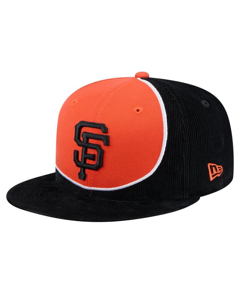 Men's Black/Orange San Francisco Giants Retro Split Corduroy Snapback Hat