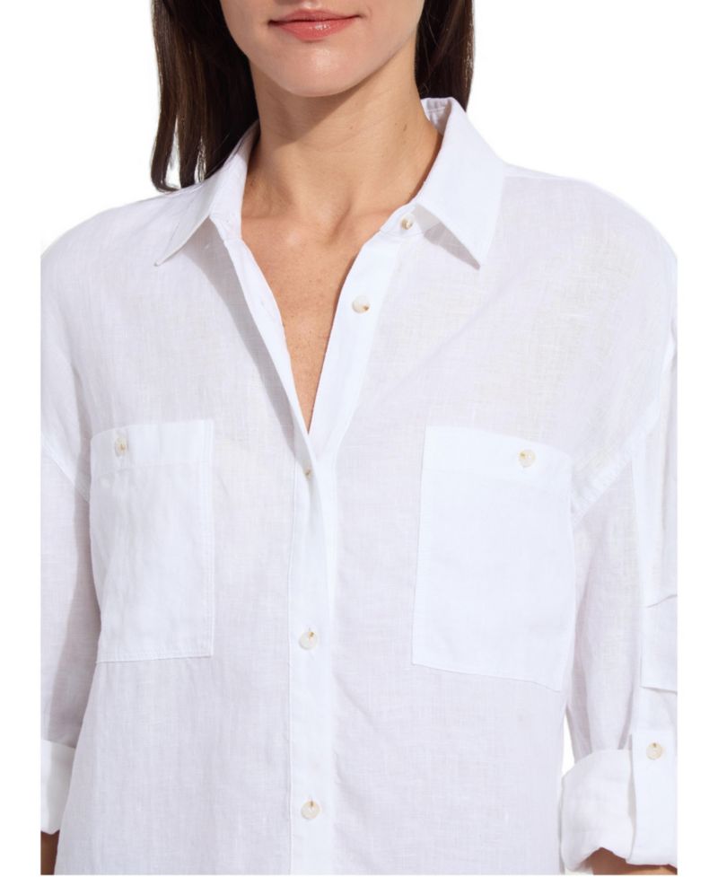 Women's Rose Roll-Tab Linen Utility Shirt