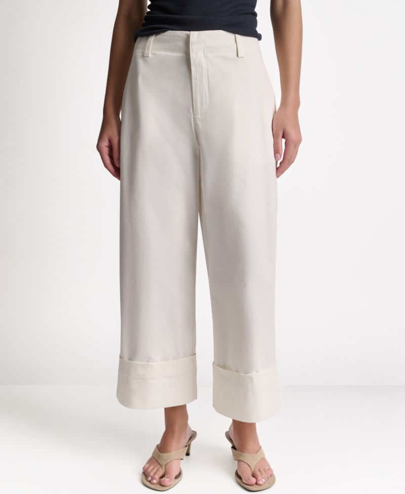 Women's Cuffed Wide-Leg Cropped Pants