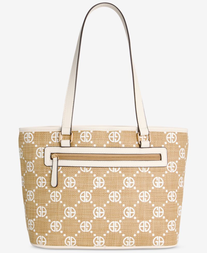 Belted Monogram Straw Tulip Tote Bag