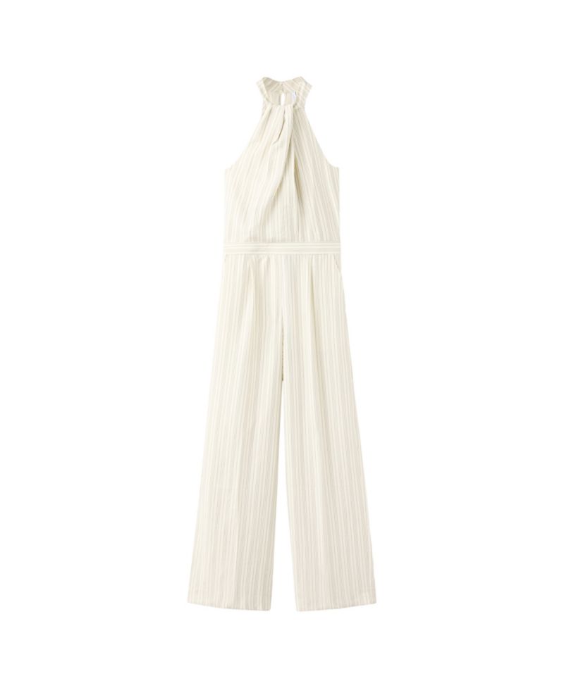 Women's Striped Wide-Leg Halter Jumpsuit