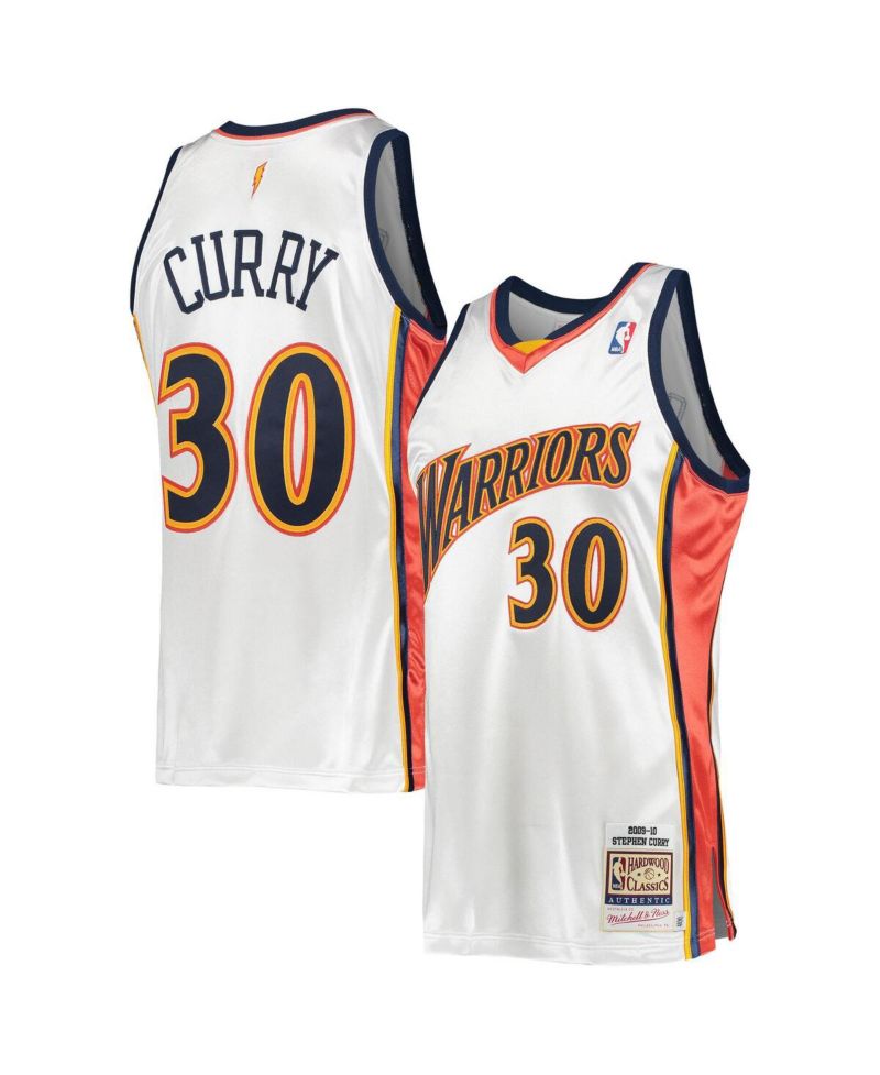 Men's Stephen Curry White Golden State Warriors 2009-10 Hardwood Classics Authentic Player Jersey