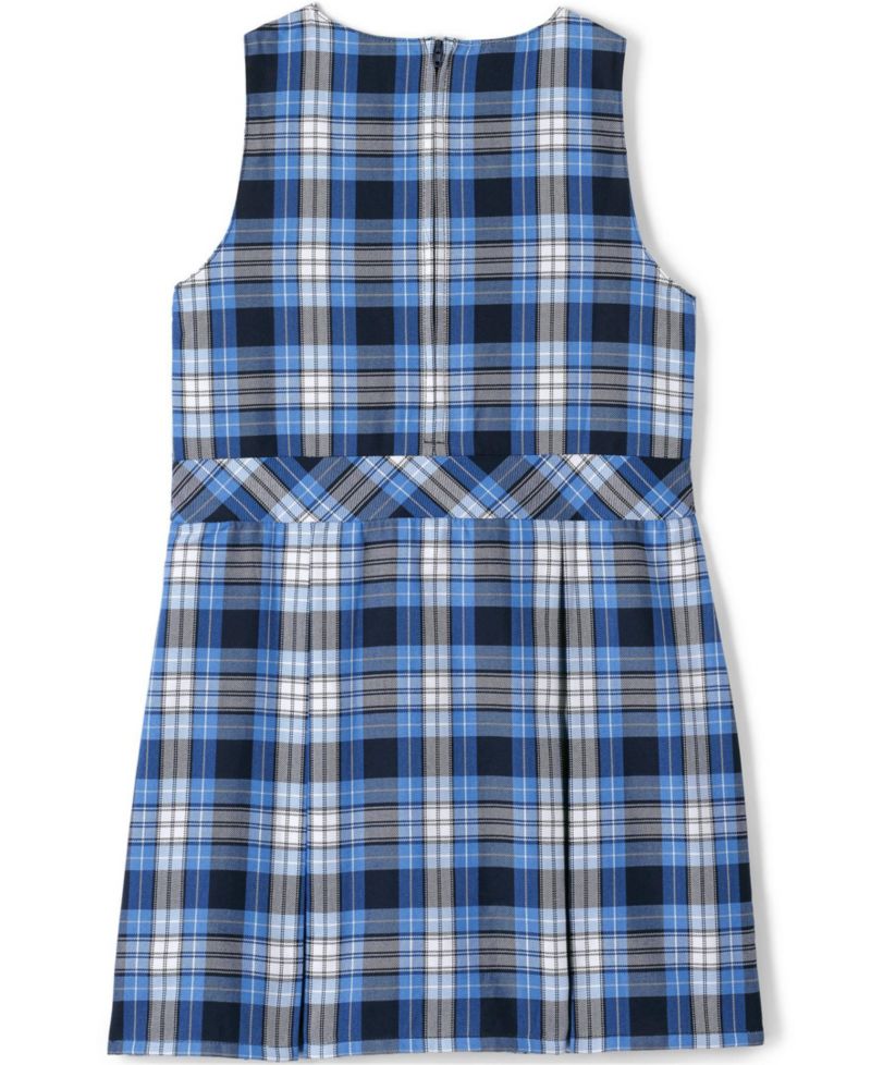 Little Girls School Uniform Plaid Jumper Top of Knee