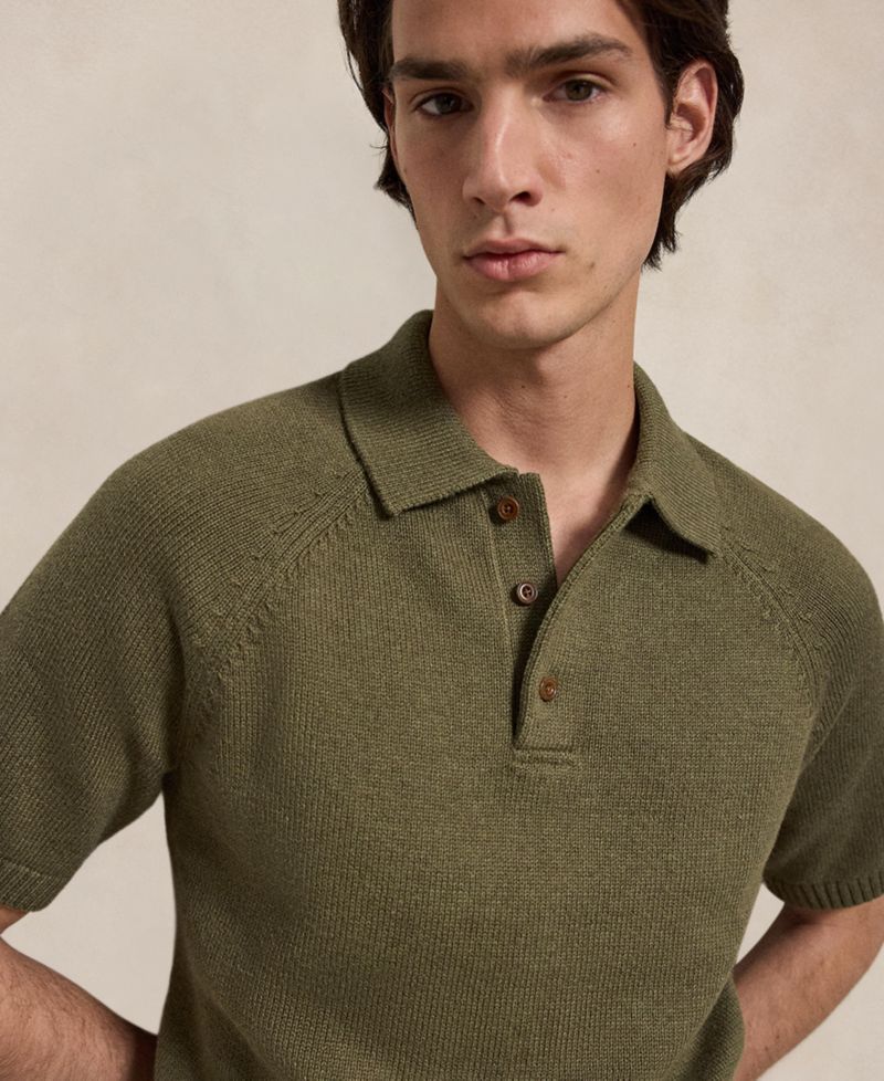Men's Thick-Gauge Cotton Polo Sweater