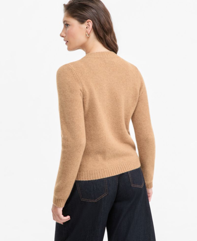 Women's 100% Cashmere Chunky Crewneck Cardigan