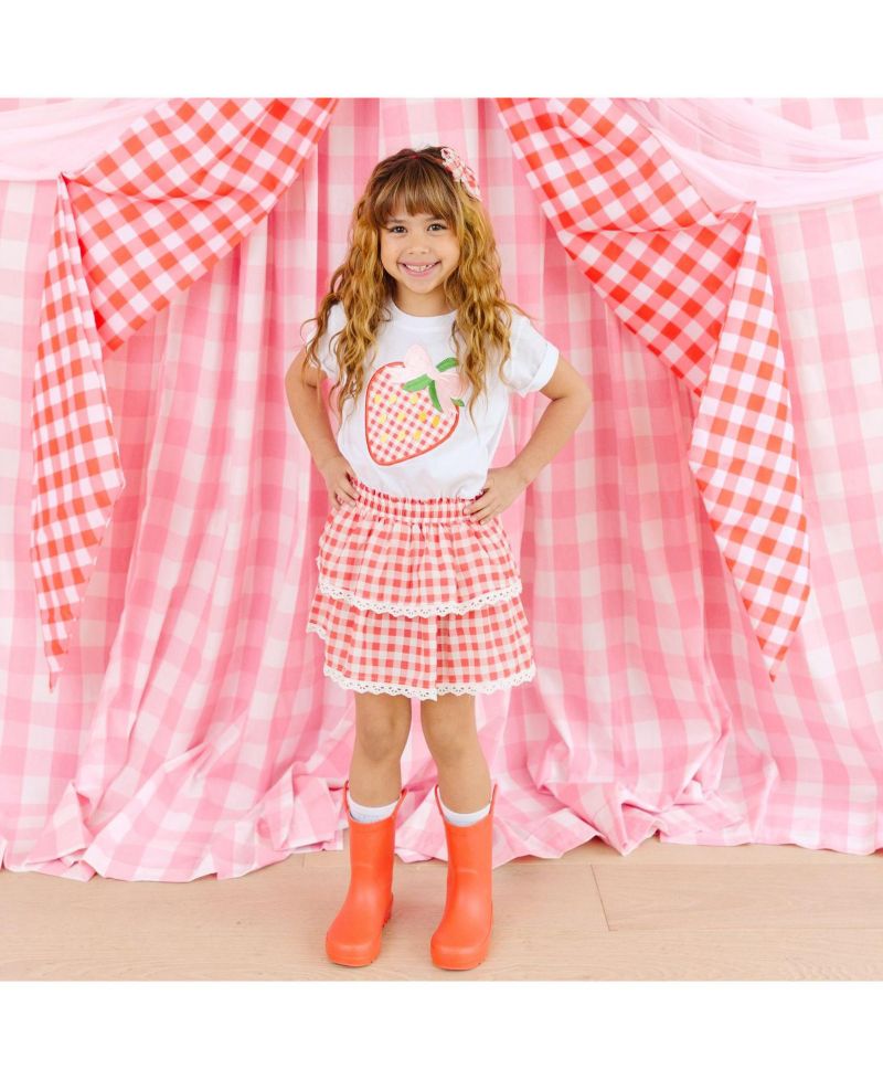Little Girls Red Gingham Skort