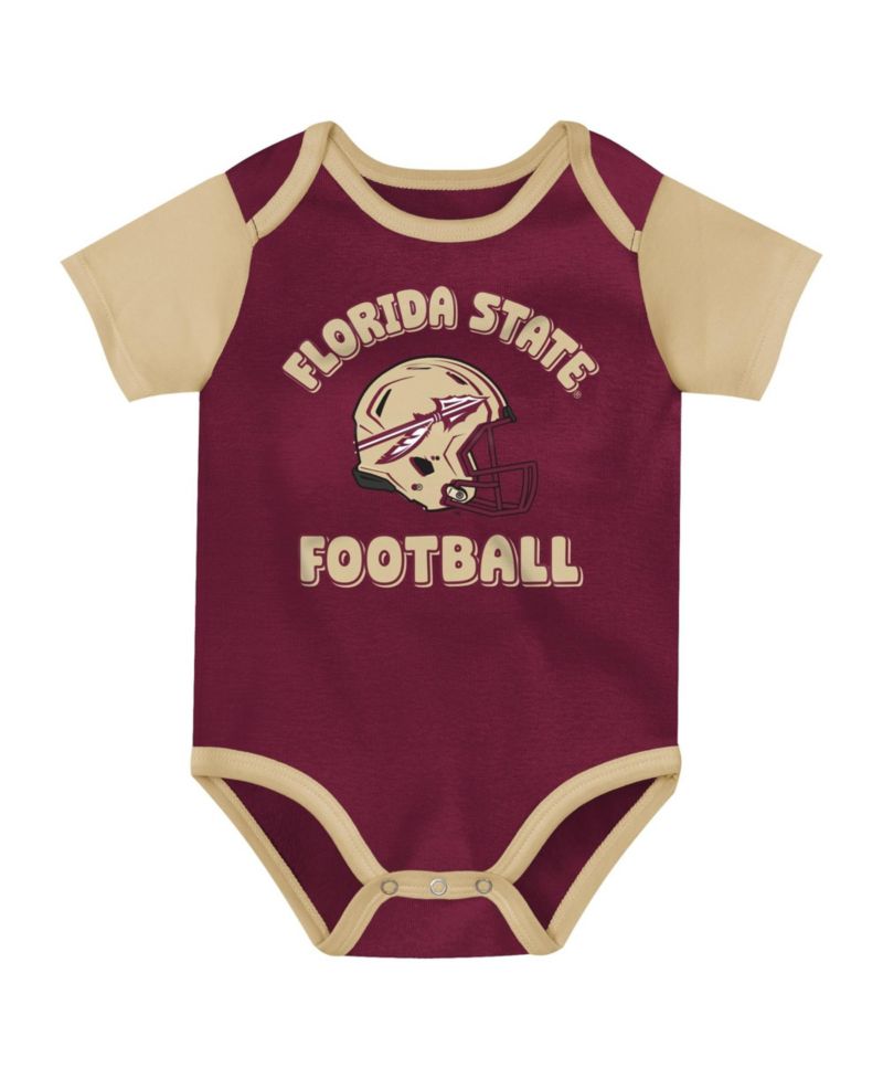 Baby Boys and Girls Garnet Florida State Seminoles Star Player Three-Piece Bodysuit Set