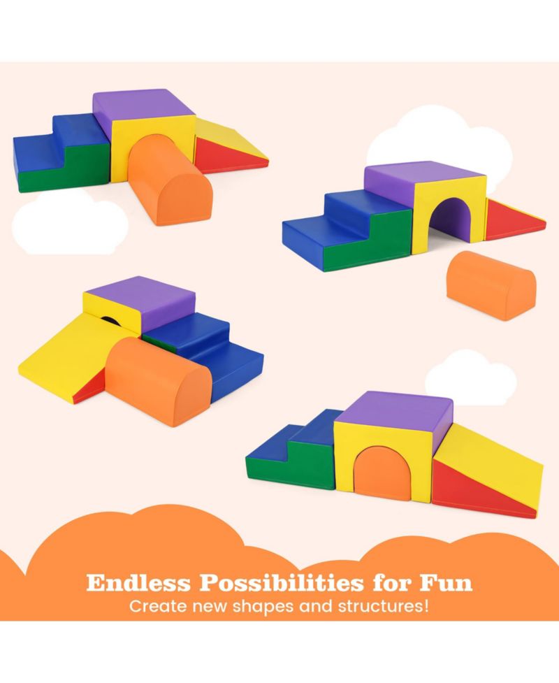 Kids Climb and Crawl Activity Playset Blocks w/ Waterproof PU Cover EPE Foam