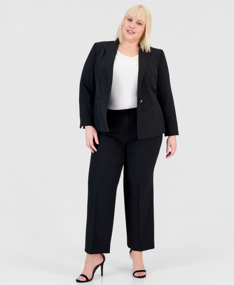 Plus Size Single-Button Blazer & Pants