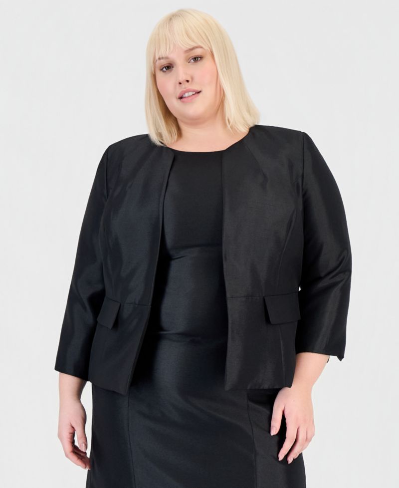 Plus Size Open-Front Jacket & Sleeveless Sheath Dress