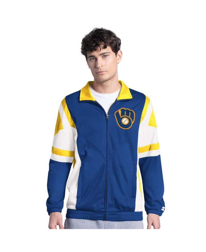 Men's Royal/Gold Milwaukee Brewers Contender Tricot Full-Zip Track Jacket
