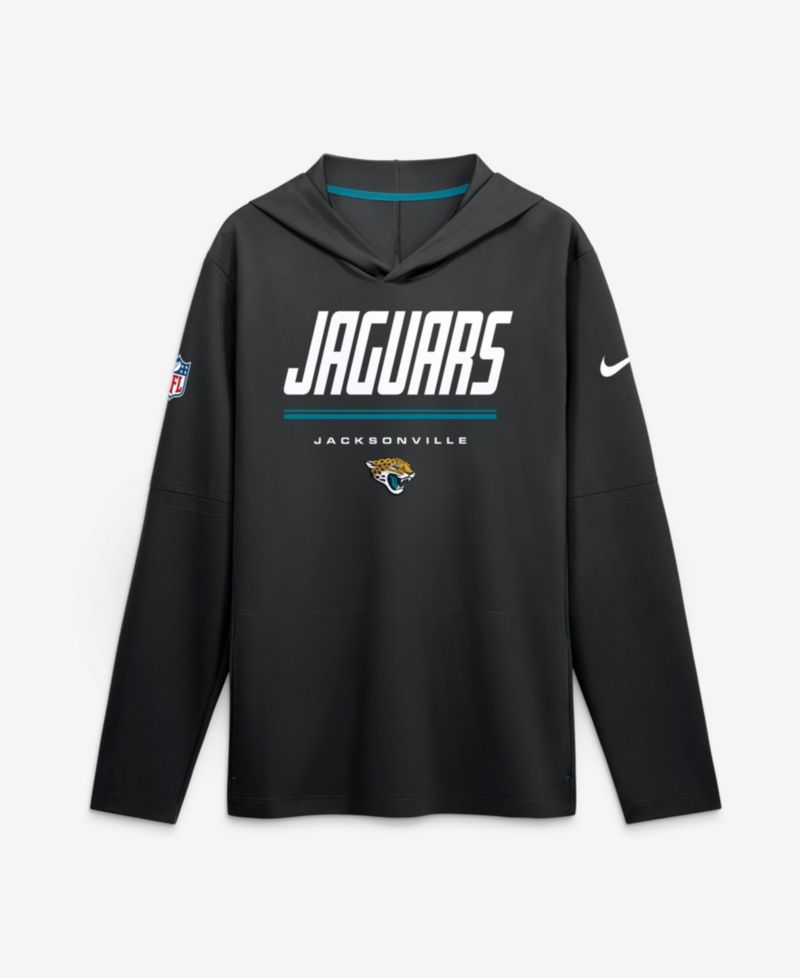 Men's Black Jacksonville Jaguars Sideline Game On Lightweight Long Sleeve Hooded Dri-FIT Top