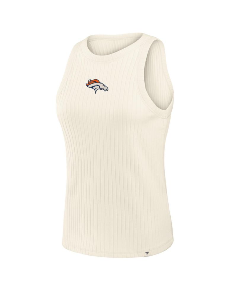 Women's Cream Denver Broncos Star Play Tri-Blend Ribbed Tank Top