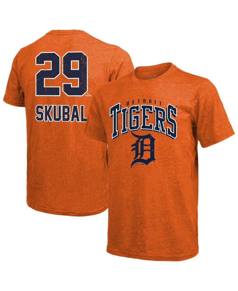 Men's Tarik Skubal Orange Detroit Tigers Triblend Name & Number T-Shirt