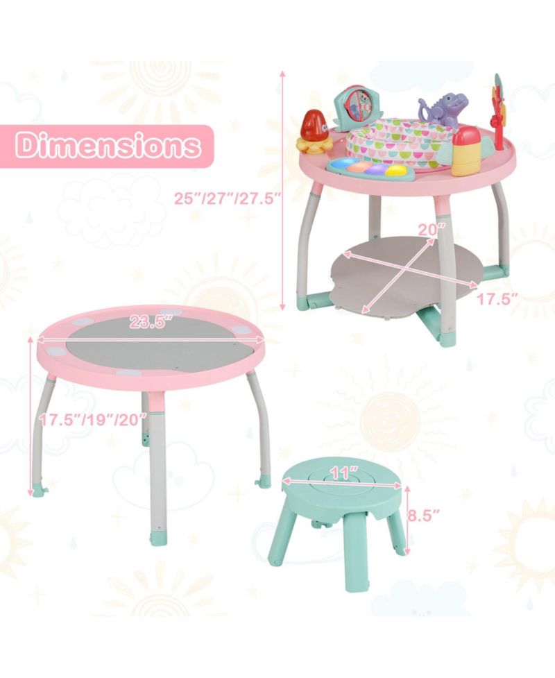 5-in-1 Baby Activity Center with Rotating Seat Removable Toys Lights