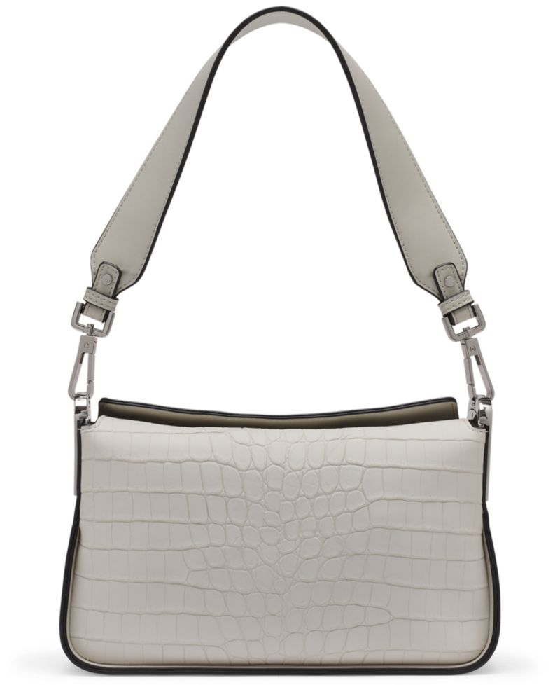 Fay Sueded Croc Medium Shoulder Bag