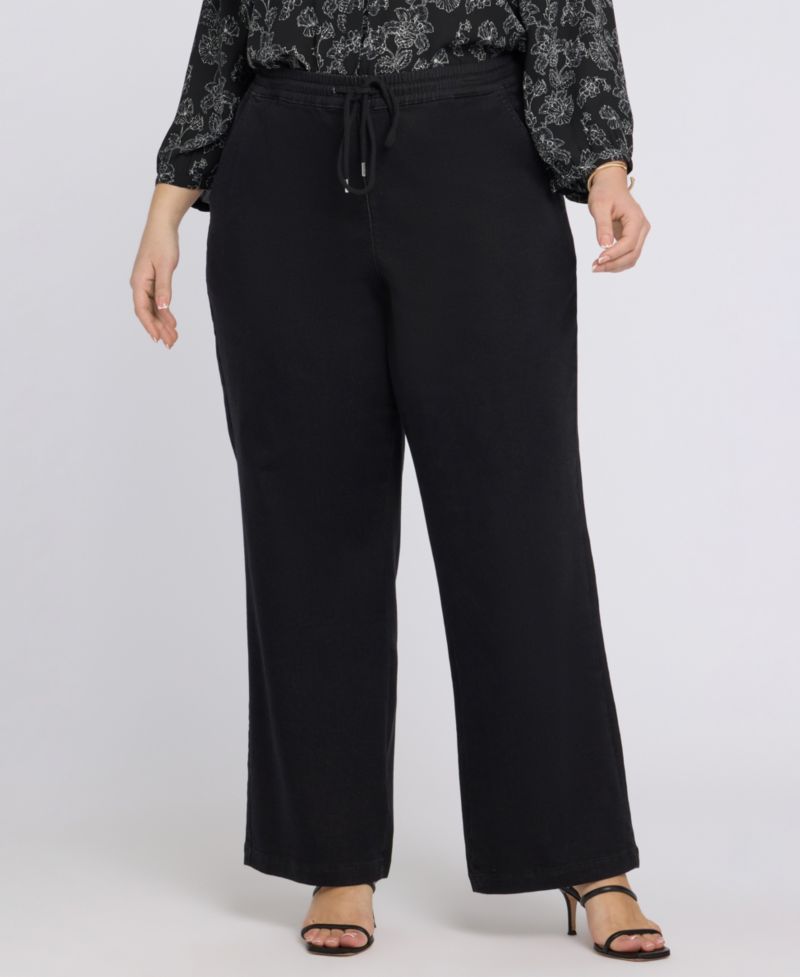 Plus Size Relaxed Drawstring Pull-On Denim Pants