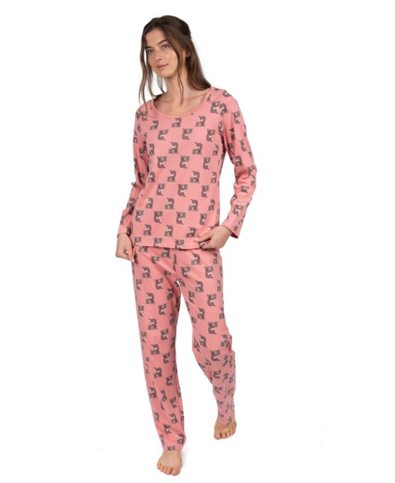 Women's Matching Family Two-Piece Cotton Long Sleeve Loose Fit Pajamas
