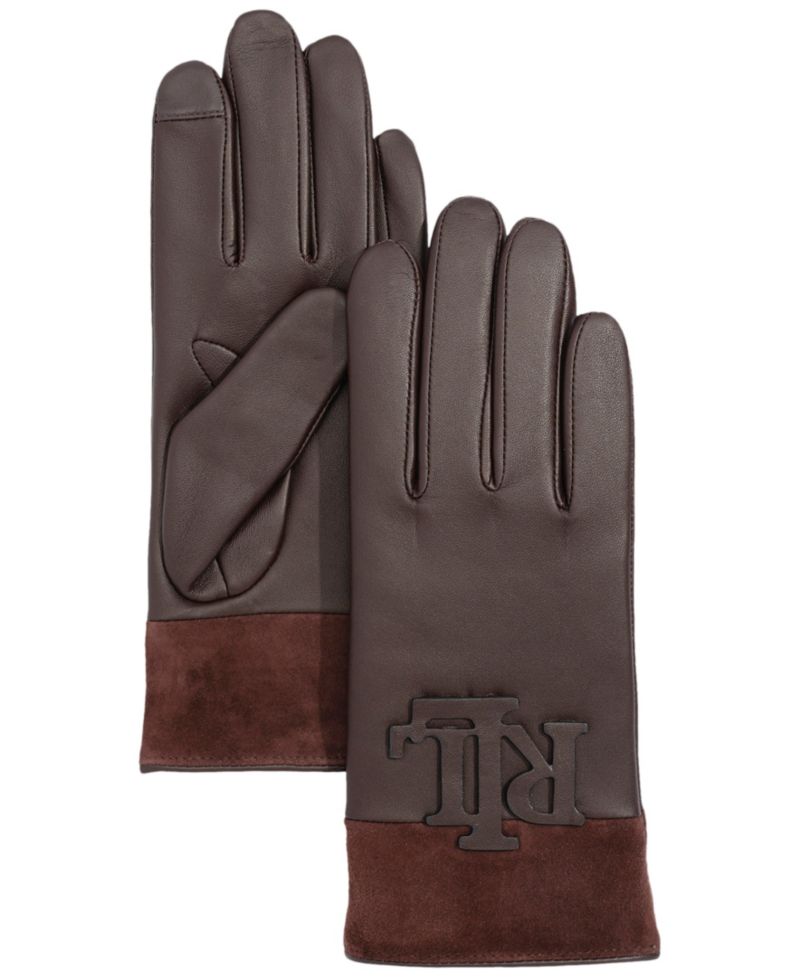 Women's Raised Logo Leather Touch Gloves