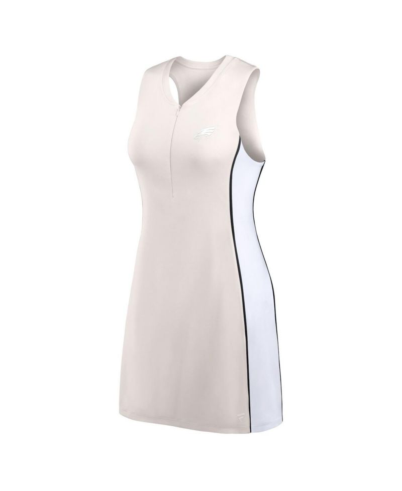 Women's Cream Philadelphia Eagles Studio Boost Athletic Half-Zip Dress