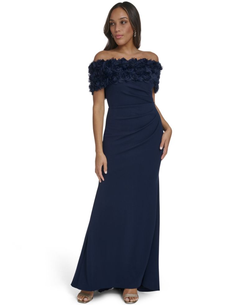 Women's Off-The-Shoulder Side-Ruched Gown
