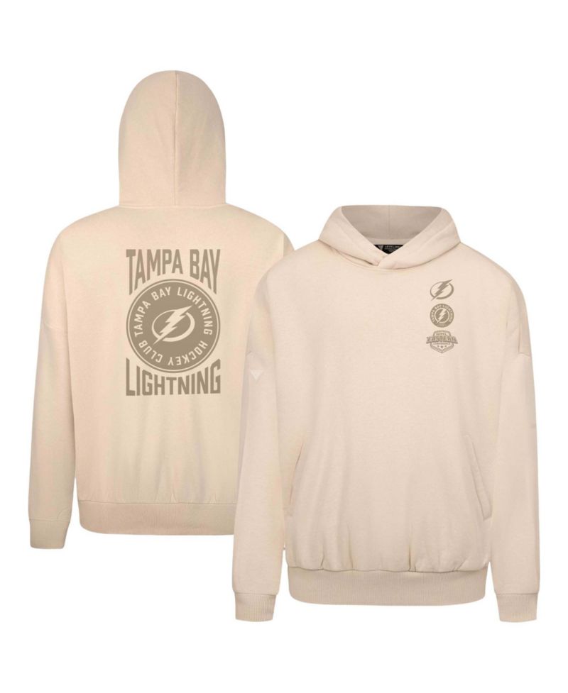 Men's Cream Tampa Bay Lightning Contact Stamp Pullover Hoodie
