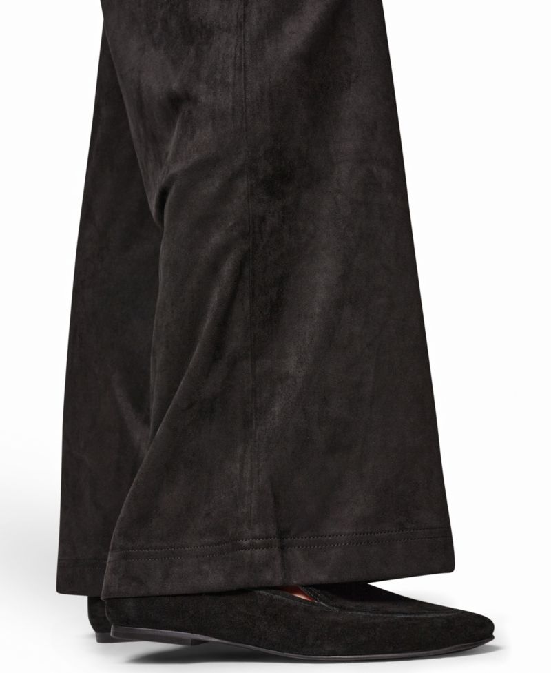 Women's Microsuede Wide-Leg Mid-Rise Pants