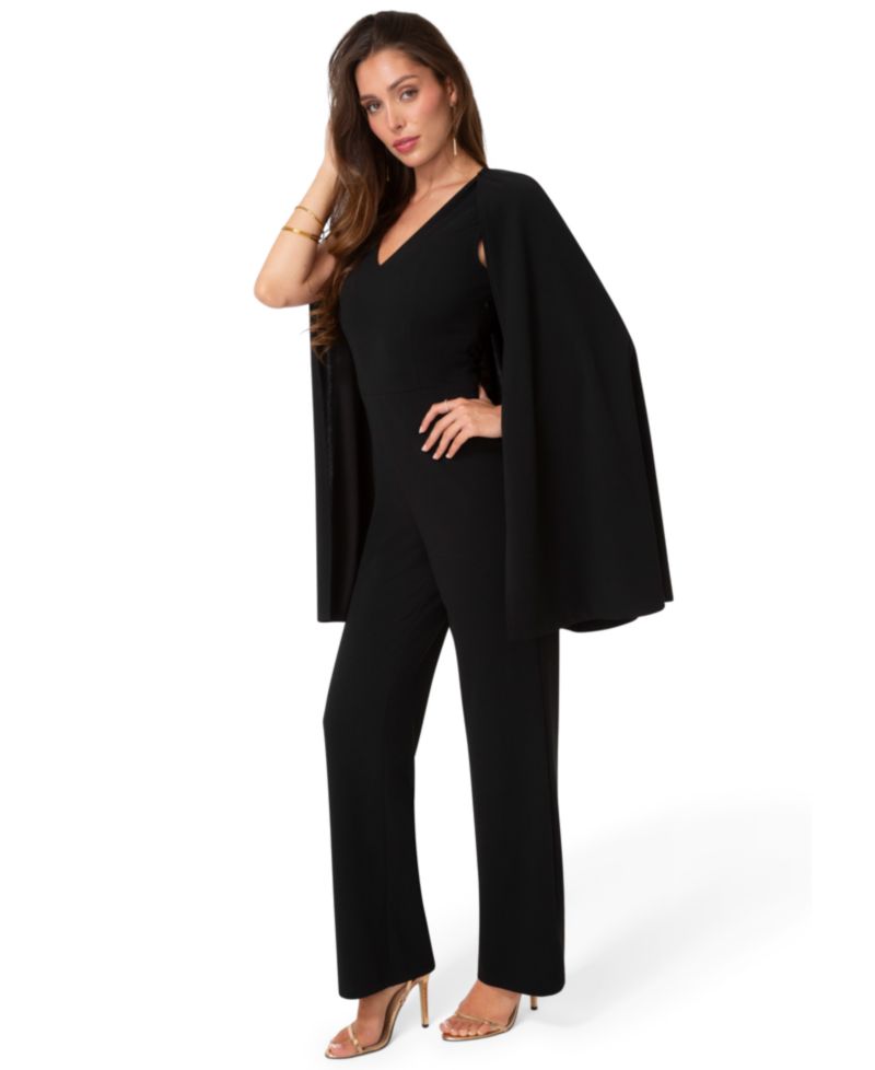 Women's Cape V-Neck Sleeveless Jumpsuit