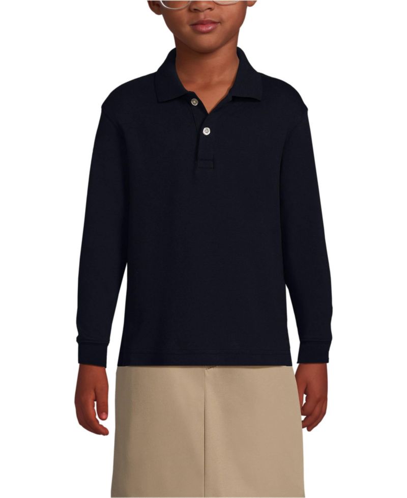 School Uniform Kids Long Sleeve Interlock Polo Shirt