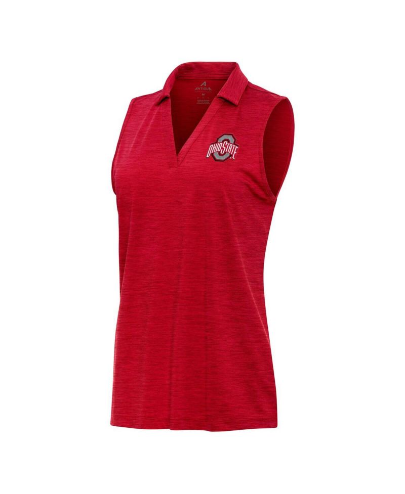 Women's Scarlet Ohio State Buckeyes Layout Sleeveless V-Neck Polo Shirt