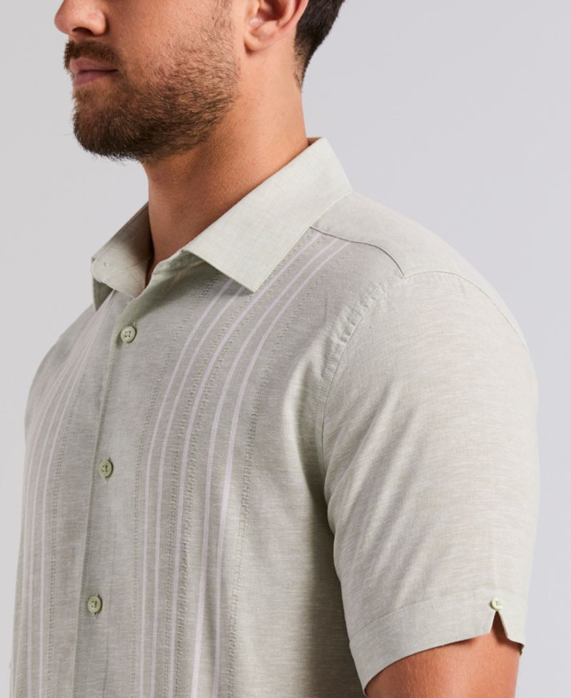 Men's Linen Blend Dobby Panel Shirt