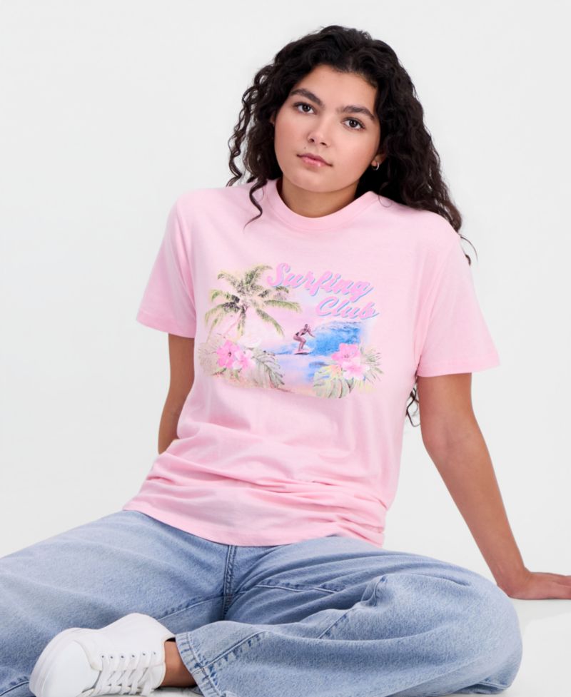 Juniors' Surfing Club Cotton Boyfriend T-Shirt