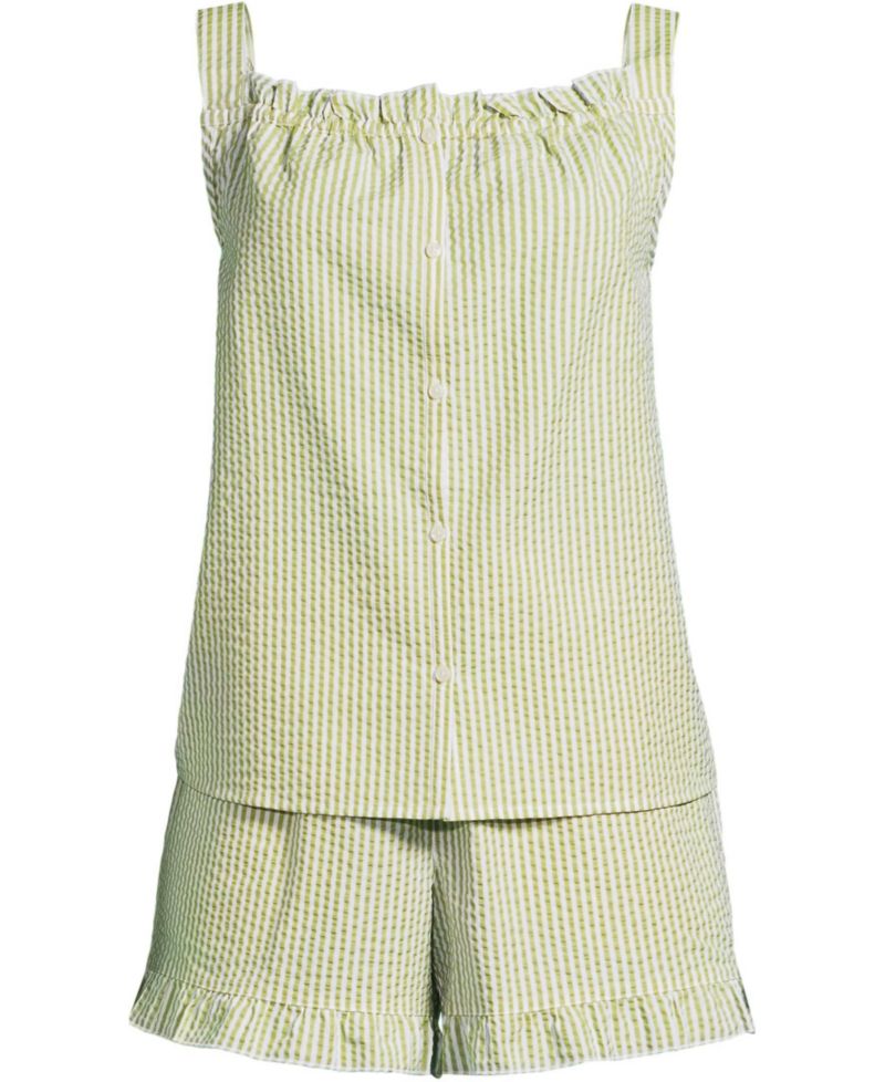 Plus Size Seersucker 2 Piece Pajama Set - Tank and Shorts