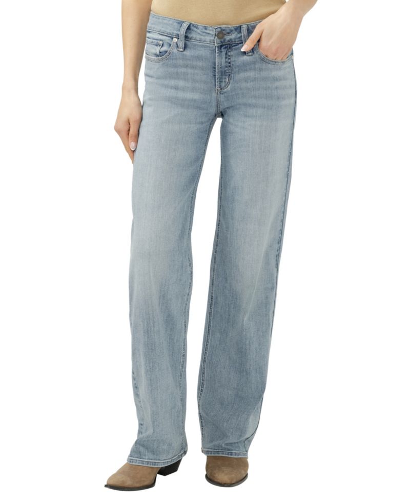 Women's Elyse Mid-Rise Baggy Straight Luxe Stretch Jeans