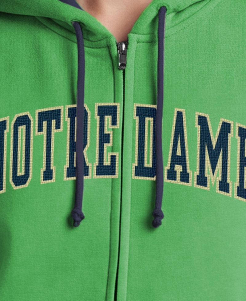 Women's Green Notre Dame Fighting Irish Arch Full-Zip Fleece Hoodie