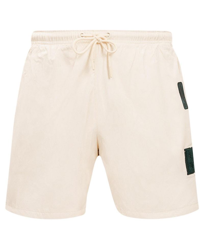 Men's Cream Milwaukee Bucks Triple Tonal Woven Shorts