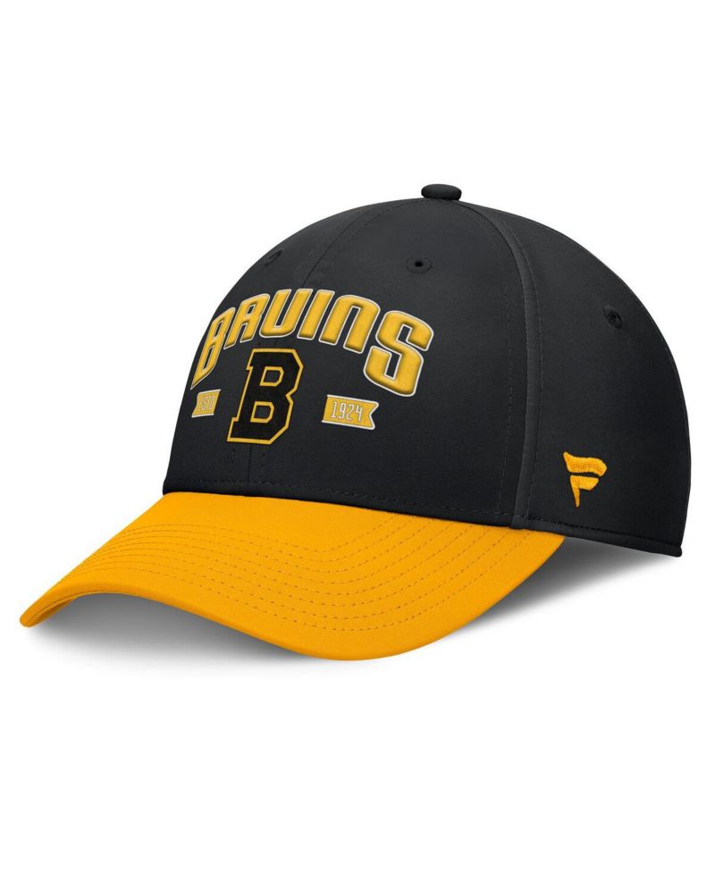 Men's Black/Gold Boston Bruins Heritage Captain Flex Hat
