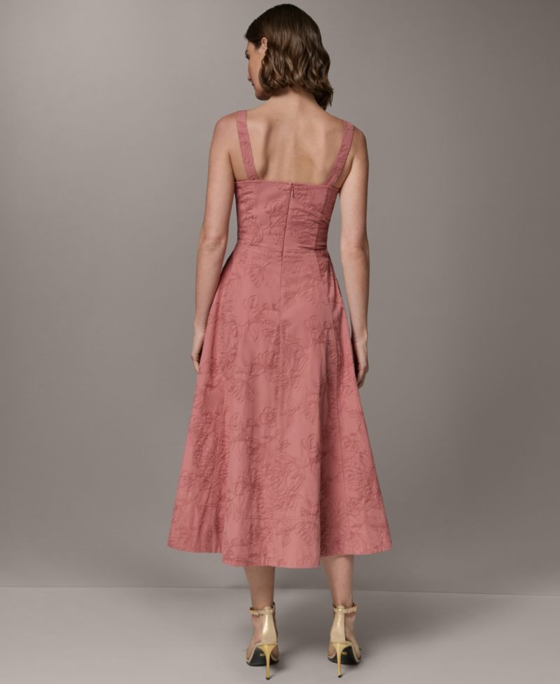Women's Sleeveless Floral Sweetheart Midi Dress