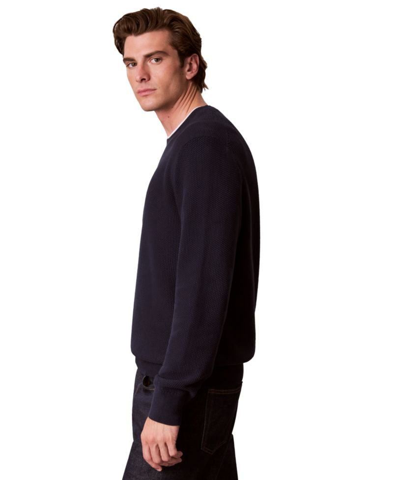 Men's Textured Cotton Crewneck Sweater